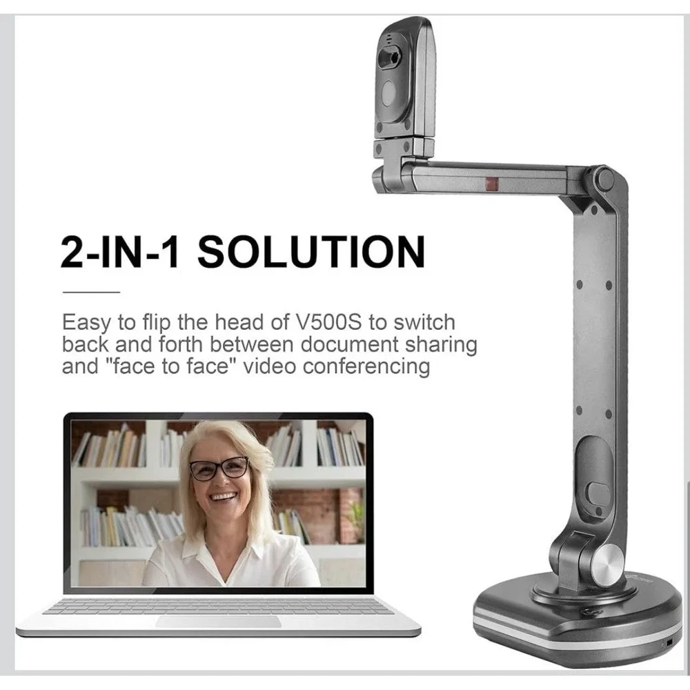4N27/V500S 8MP Document Camera for Teachers, USBVisualiser for A3 Size, LELight,